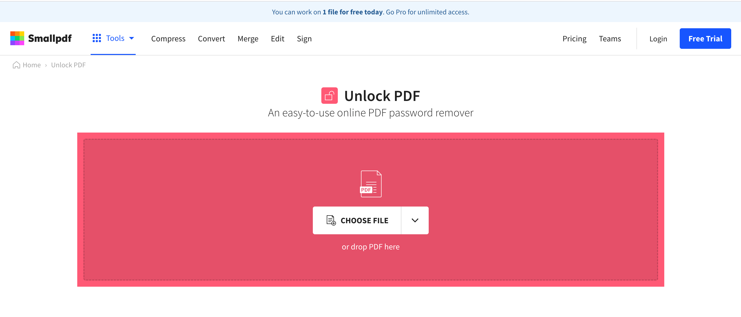 Ziehen Sie Ihre PDF-Datei in den PDF-Passwort-Entferner-Bereich 