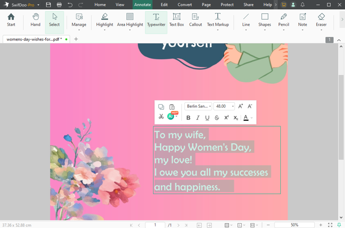 Women's Day Card for Wife Making and Design 2