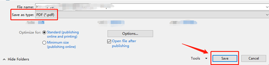 Im neuen Dialogfeld Speichern unter wählen Sie PDF als Dateityp und klicken Sie auf Speichern.