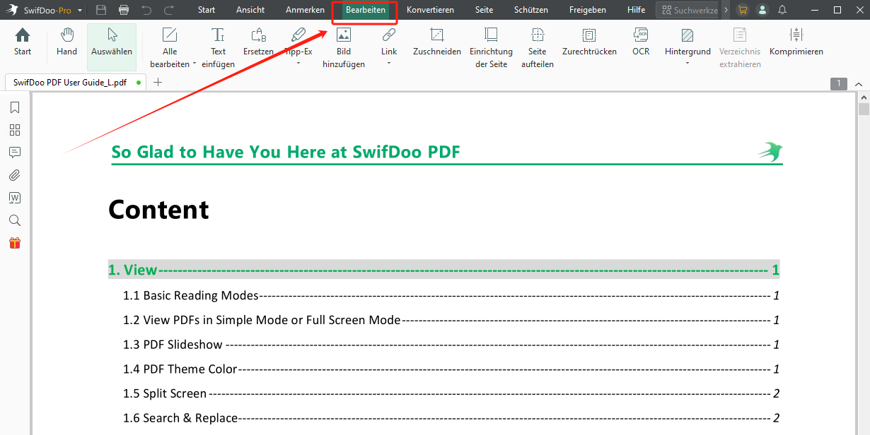 PDF bearbeiten mit SwifDoo PDF