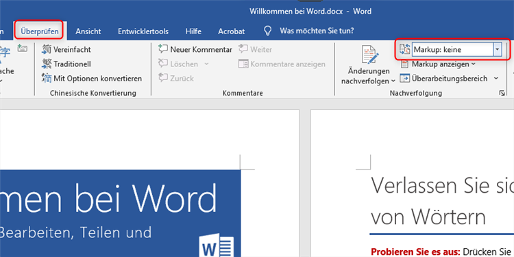 Word - Kein Markup