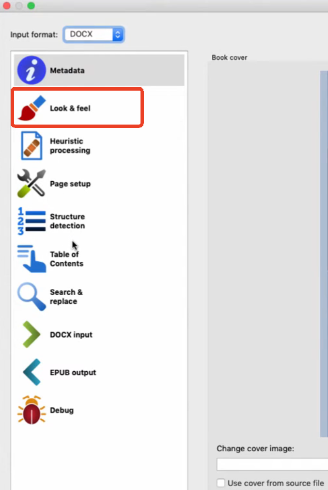 Calibre Look & feel section
