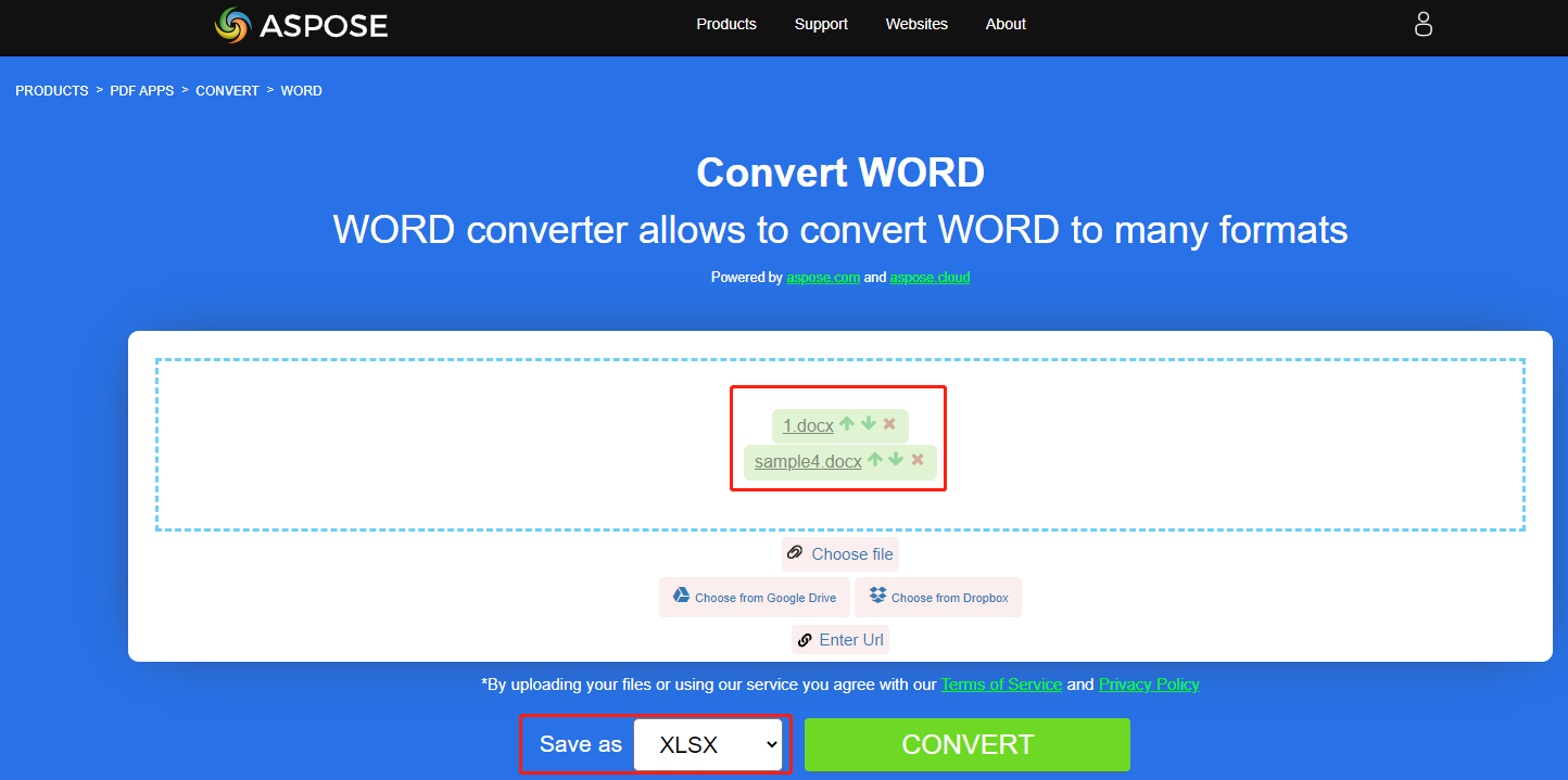 Word to Excel converter Aspose Word Converter