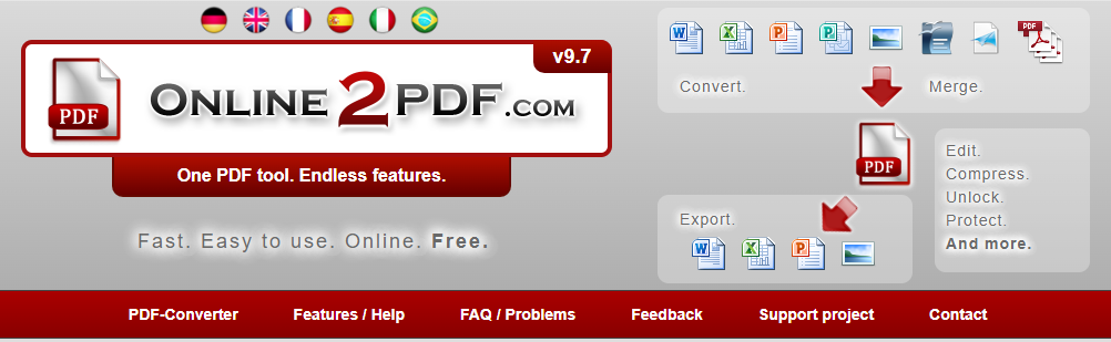 Word to Excel converter Online2PDF.com