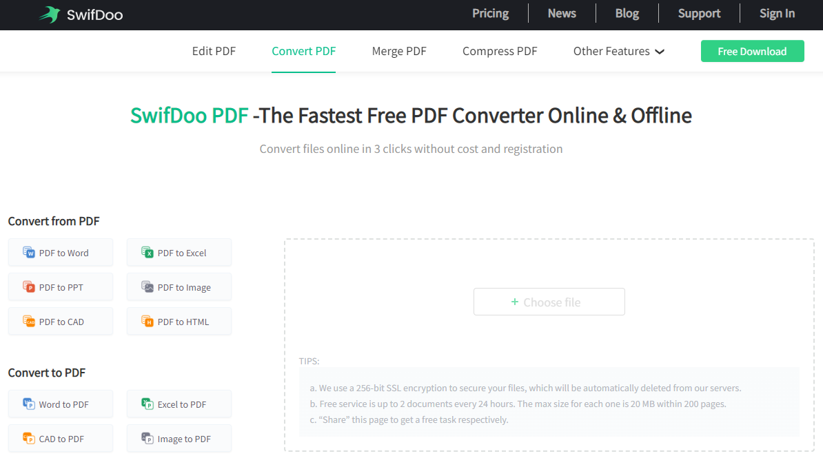 Word to Excel converter SwifDoo PDF Online converter