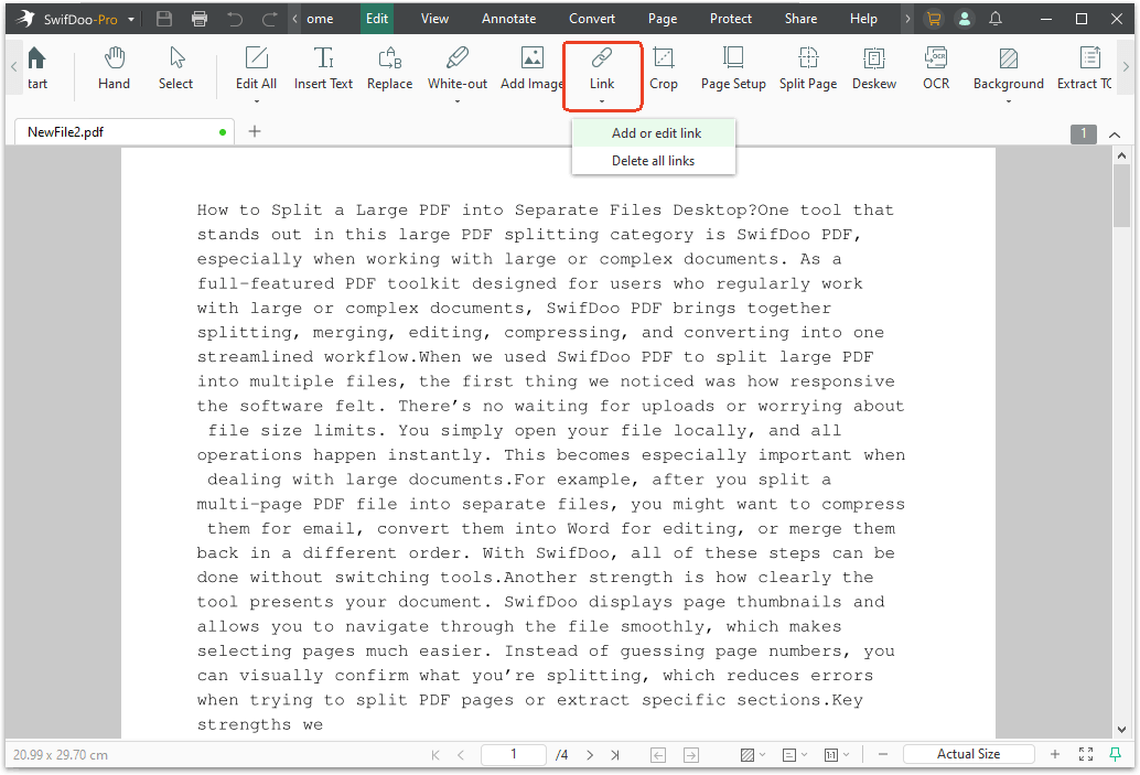 SwifDoo PDF link editor