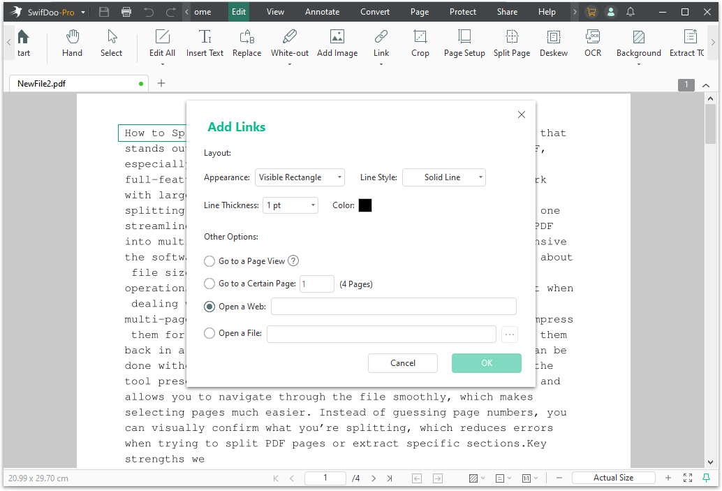 add pdf links SwifDoo PDF