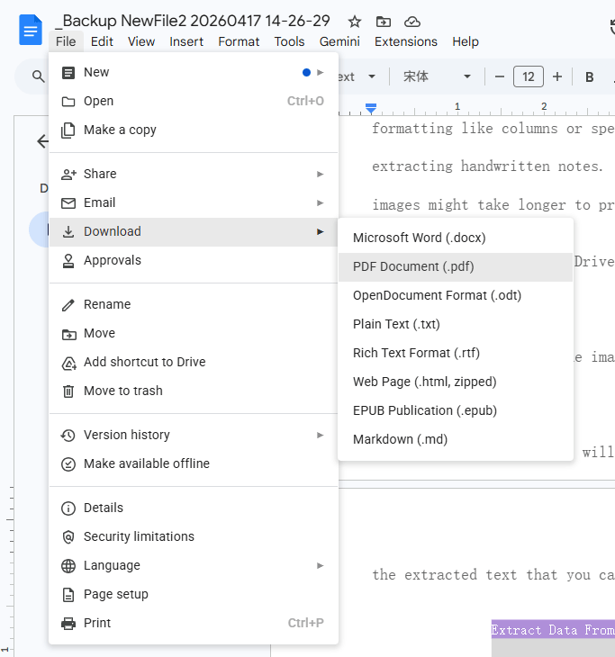 download as pdf in google docs