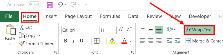 Wrap text in Excel automatically 1