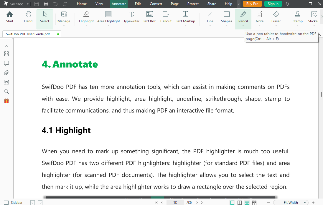 Write on PDF on Mac SwifDoo PDF