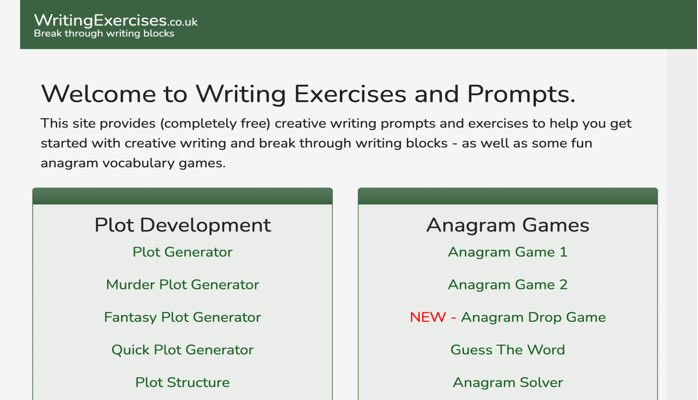 WritingExercises.co.uk Writing Prompt Generator