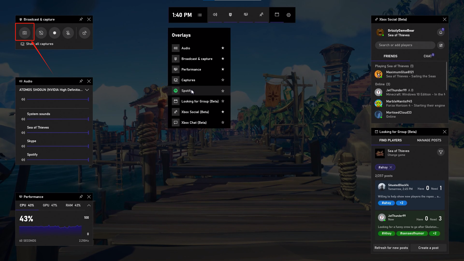 Xbox Game Bar Screenshot Feature