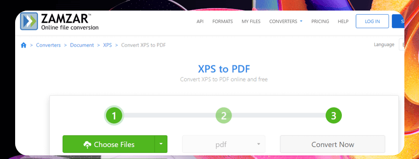 XPS to PDF converter Zamzar