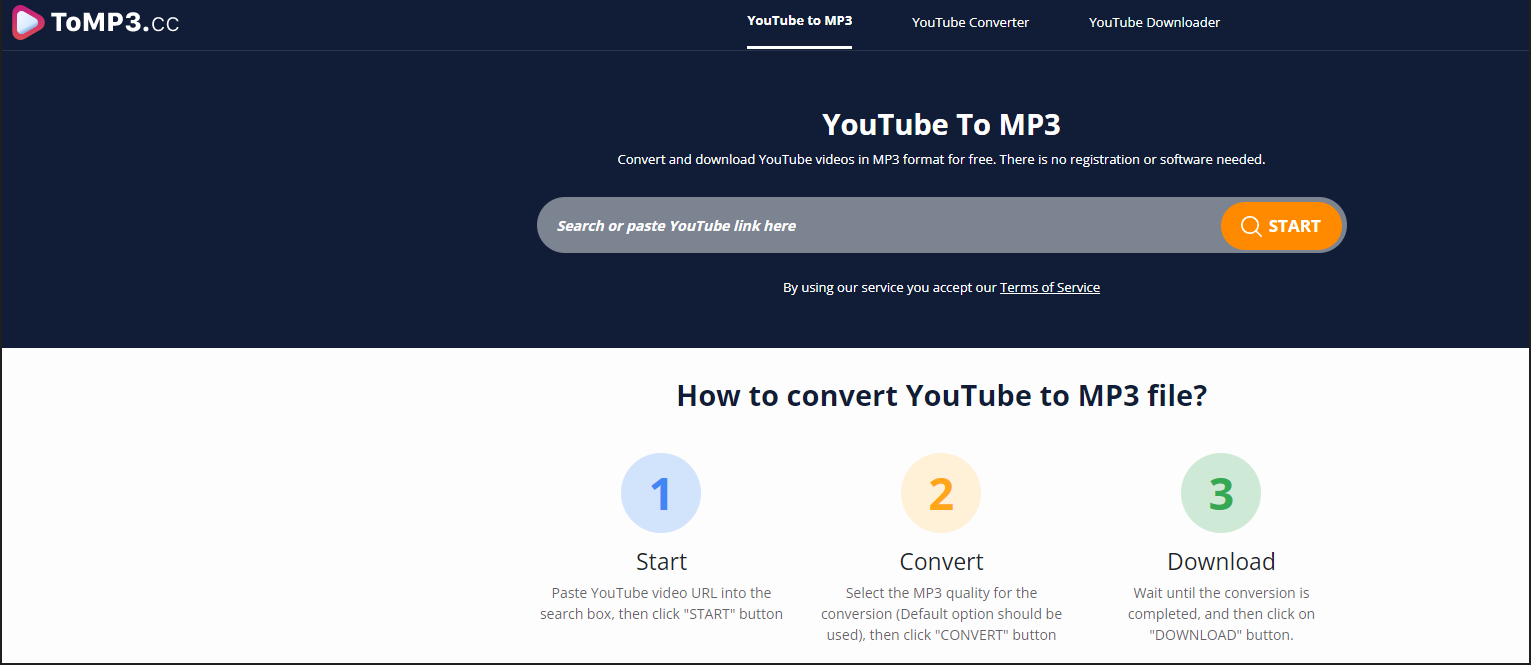 ToMP3.cc YouTube to MP3 converter