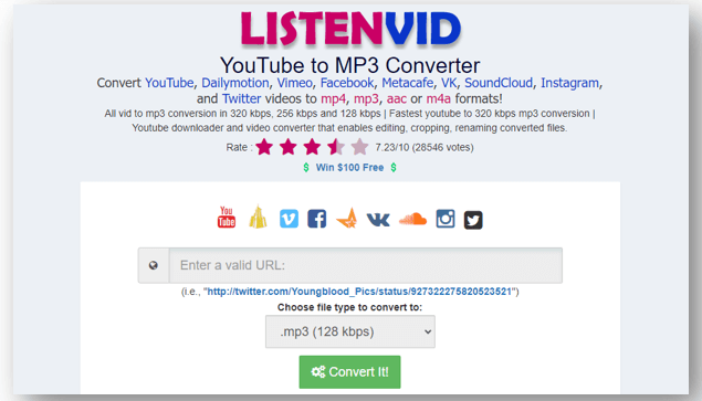 YouTube video to audio converter - ListenVid