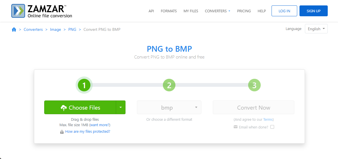 Zamzar PNG to BMP Converter