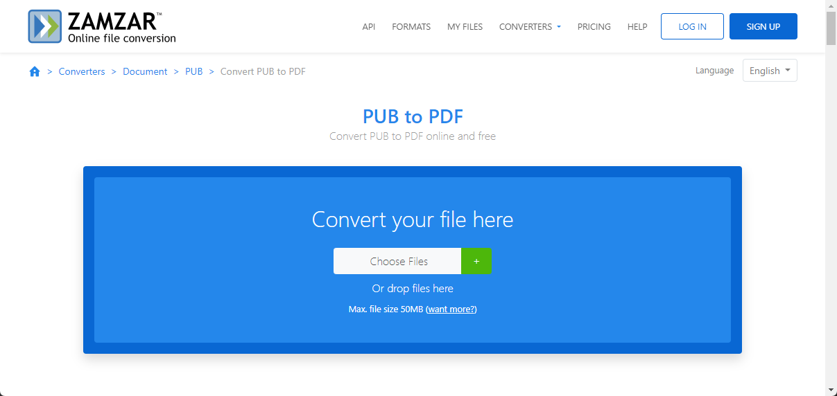 Zamzar PUB to PDF Conversion