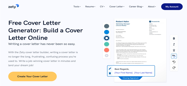 Zety cover letter generator