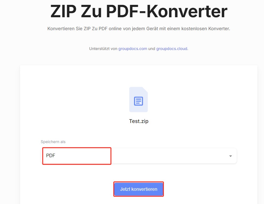 ZIP in PDF mit Groupdocs