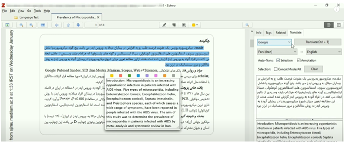 Translate a PDF with the Translate for Zotero 2